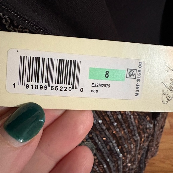 Eliza J Silver and Brown Sequin Bell Sleeve Cocktail Dress NWT size 8 - Picture 9 of 11